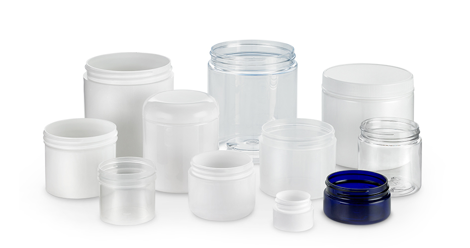 Full lineup of PET and HDPE plastic jars manufactured from Comar