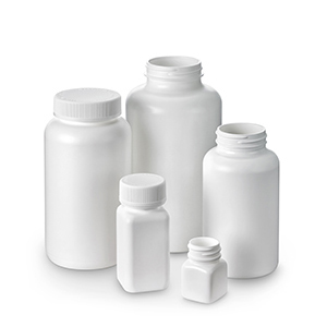 HDPE packers on a white background for packaging nutraceuticals and supplements