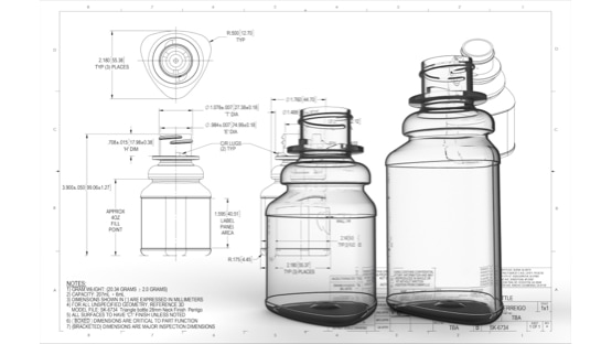 plastic bottle packaging that was custom designed by comar's team of packaging engineers